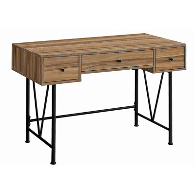 Bureau d'ordinateur, bureau personnel, ordinateur portable, tiroirs de rangement, l 48 po, bureau, stratifié brun, métal noir, transitionnel