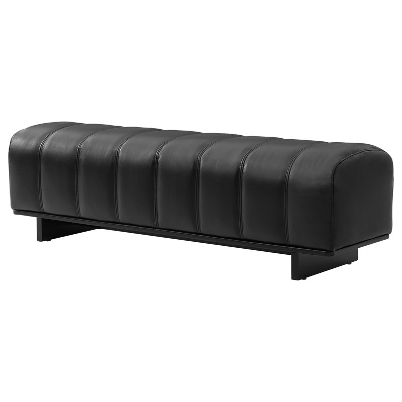 Indoor Dining Bench, PU Fabric Bench With Rubber Wood Legs , 250Lbs, Comfortable Seating For Dining Room/Living Area, Black