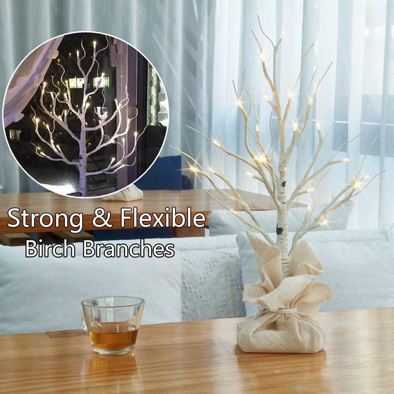 Lighted Birch Tree with Timer for Home Decor