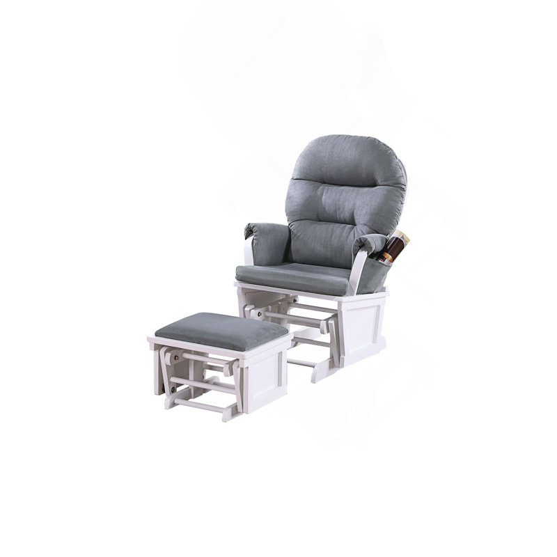 Chaise avec repose-pieds en microfibre gris, Gris, Blanc