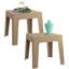 Table de bout carrée en plastique pour patio - 17,75 po - Plateau de table en faux planches beige - Ensemble de 4-779786161-556412247