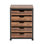 Armoire de rangement industrielle en bois à 5 tiroirs avec roulettes, parfaite pour un bureau organisé ou élégant