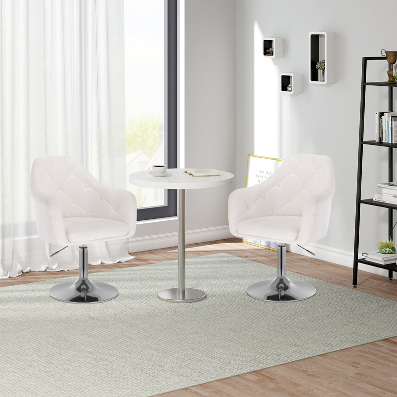 Haywa Upholstered and Faux Leather Bar Stool, White