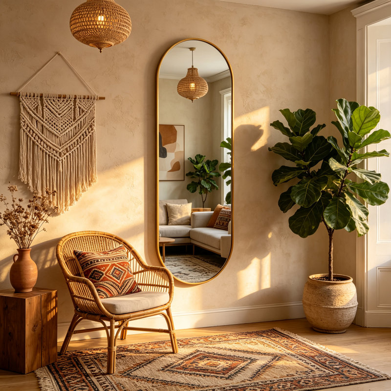 Miroir mural ovale pleine longueur, H 65 po x l 22 po