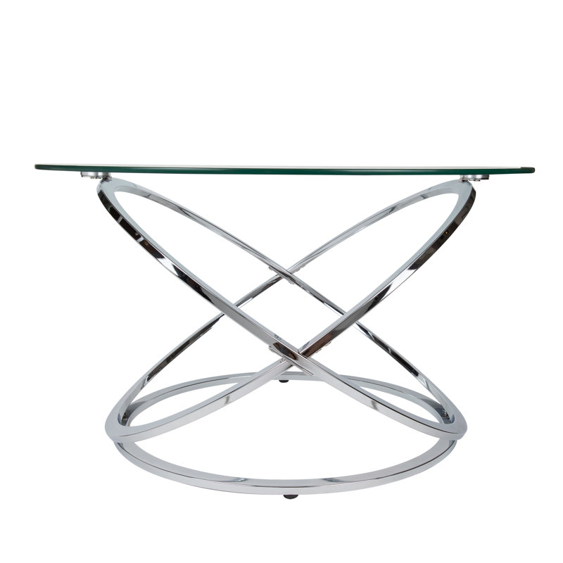 Dimitri Galaxy Tempered Glass Round Coffee Table, Silver