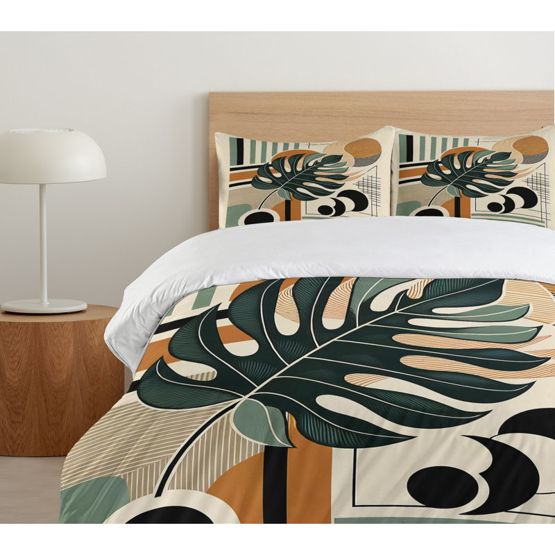 Monstera Duvet Cover, King Duvet Cover + 2 Standard Shams