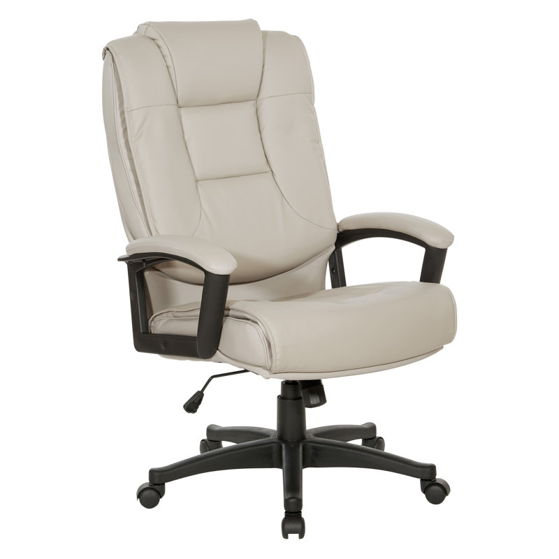 Taupe High Back Leather Executive Swivel Office Chair with Adjustable Arms