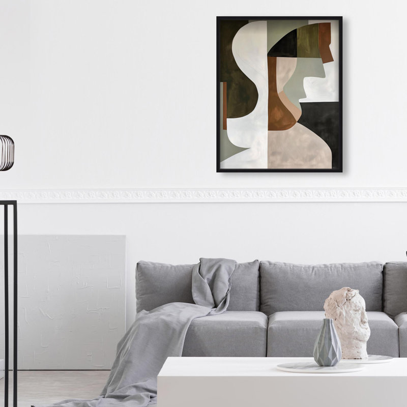 Oliver Gal Stone and Breeze II Abstract - Luxury Shadowbox Framed Wall Art, 37.5" H x 31.5" W, Black