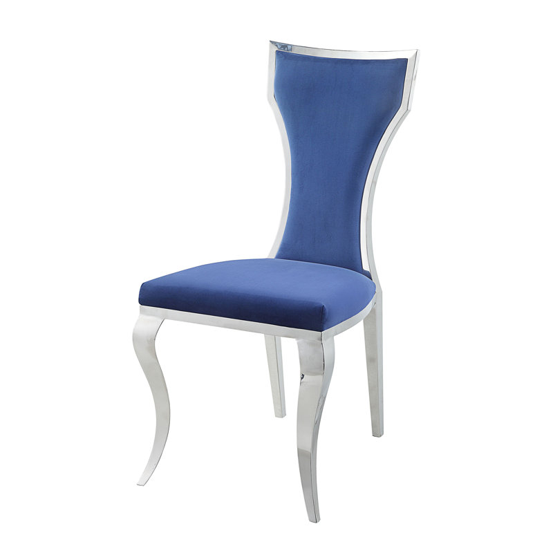 Chaise d'appoint en velours bleu Jatavius