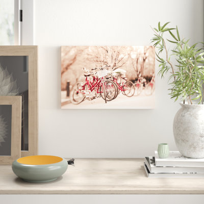 Little Red Riding Bike by Morgan J Hartley - Wrapped Canvas Print
