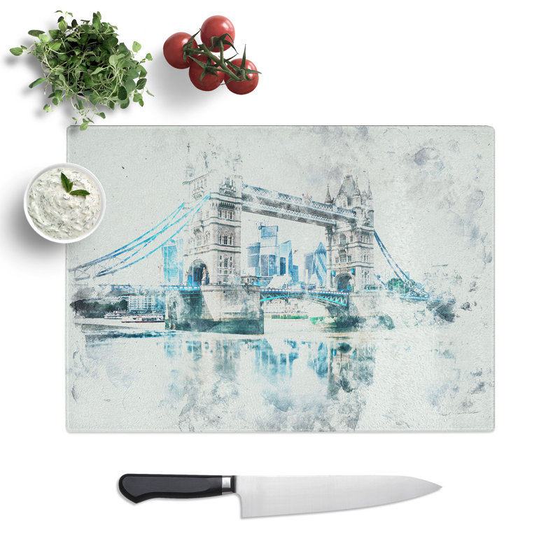 Tempered Glass London Bridge Chopping Board, 20 cm x 28.5 cm