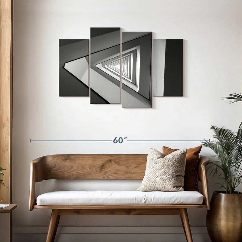 Lilie triangles gris infinis, H 27 po x l 43 po