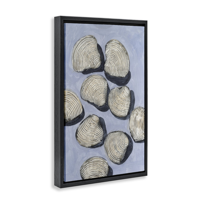 Embellished Shells Arrangement Floating Frame, design by Michael Willett, Jet Black Floater Frame, 25" H x 17" W