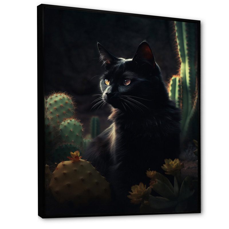 Portrait d'un chat noir, photographie I, H 40 po x l 30 po x P 1,5 po, Cadre flottant noir