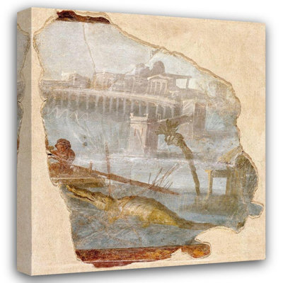 Inconnu, œuvre d'art sur toile tendue de la galerie d'art romain du 1er siècle: Fragment de fresque avec paysage nilotique