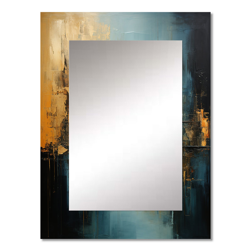 Teal orange audacieux Energy I - miroir de barrage, miroir mural décoratif sarcelle, impression d'art en métal, 32 po x 24 po