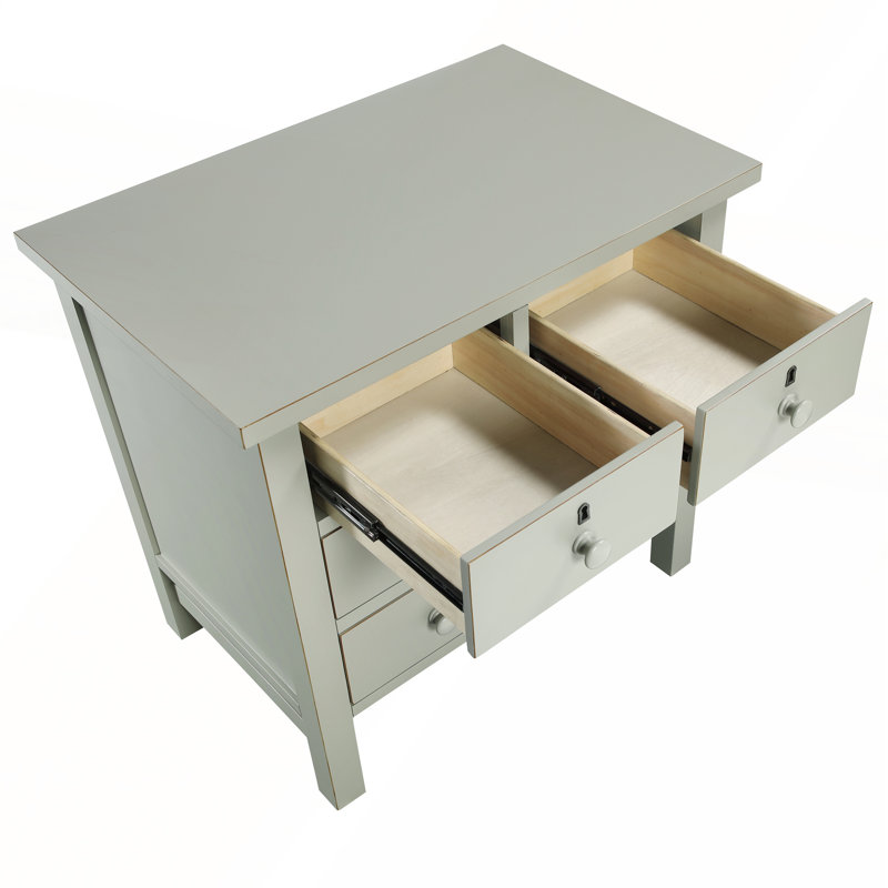 4-Drawer Storage Nightstand in Antique Gray with French Dovetail Construction and Faux Keyhole Accents for Elegant Bedrooms