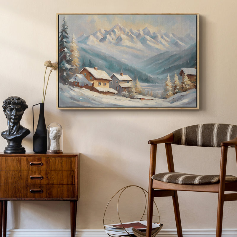Paysage rétro CLCLXXI, H 17 po x l 25 po x P 2 po, Toile argentée avec cadre flottant