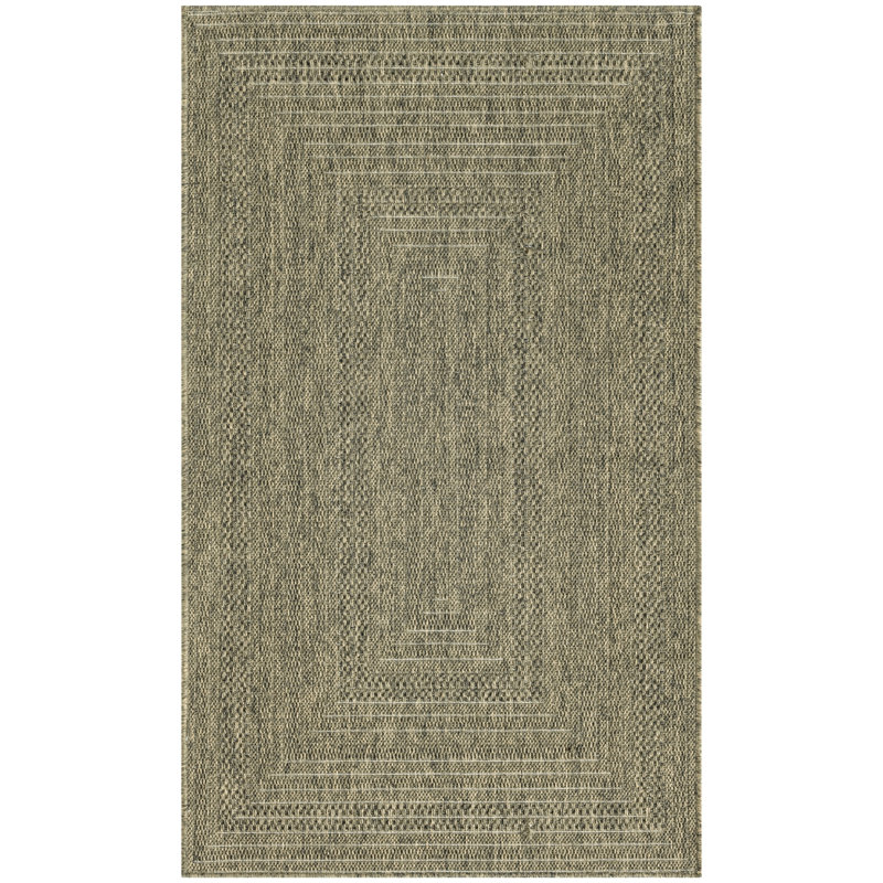 Tapis intérieur / extérieur géométrique Cascio, Olive, Rectangulaire 2 pi x 3 pi