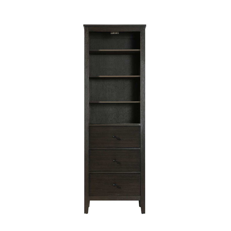 24 Inch Open Shelving Bath Storage Cabinet in Chocolate Oak, 72" H x 24" W x 18" D, Chocolate Oak
