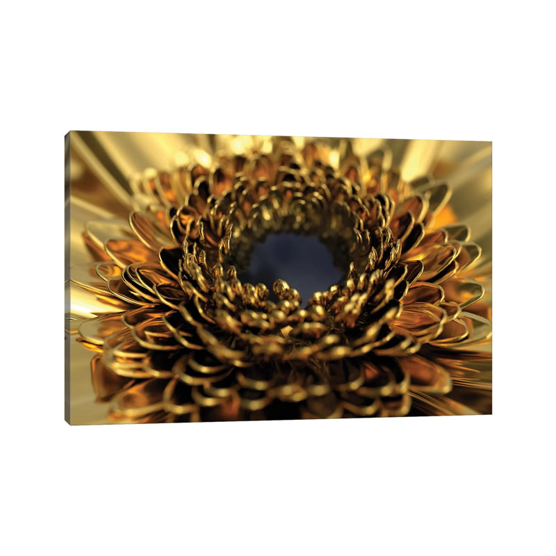 Golden Flower by Mike Kiev - Wrapped Canvas Print, 20.32 cm H x 30.48 cm W