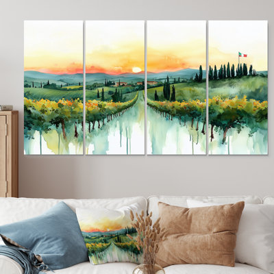 Été, toscan, lever de soleil, paysage en Italie - Italie, art mural - décoration murale traditionnelle