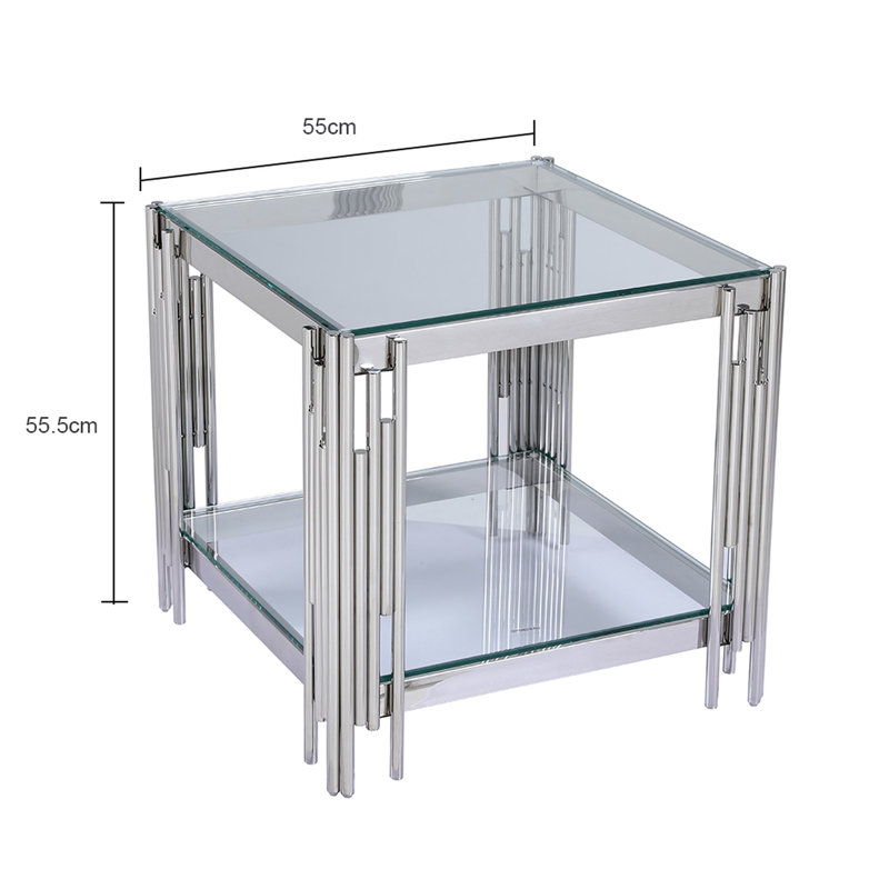 Annemaria End Table, Silver, Transparent
