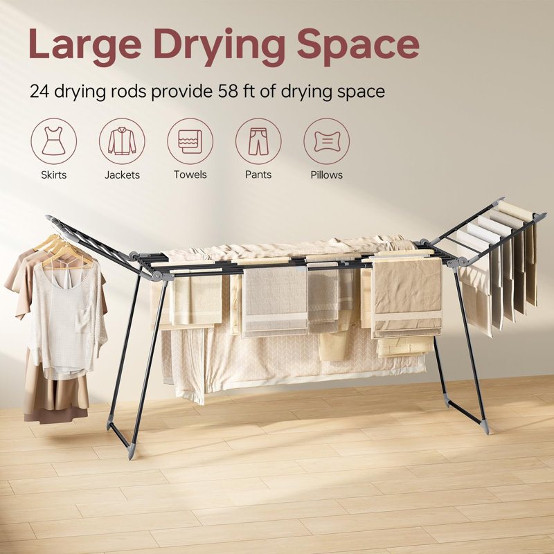 Winged Clothes Drying Rack, Black