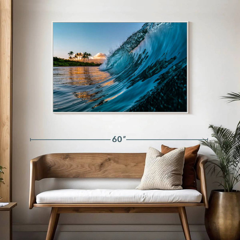 Vague du matin, Cadre flottant blanc, 46 po x 31 po