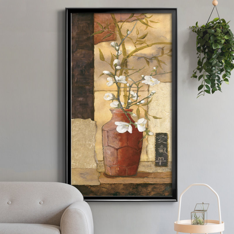 Mandarine II - Peinture sur toile encadrée, H 22,5 po x l 42,5 po x P 1,5 po, Toile avec cadre noir