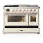 Majestic III Series 48 Inch Dual Fuel Range with 5 Sealed Burners, Griddle, Frenchtop in Glossy Black (Natural Gas, Burnished Trim)-1981615041-1981615046-1981615048