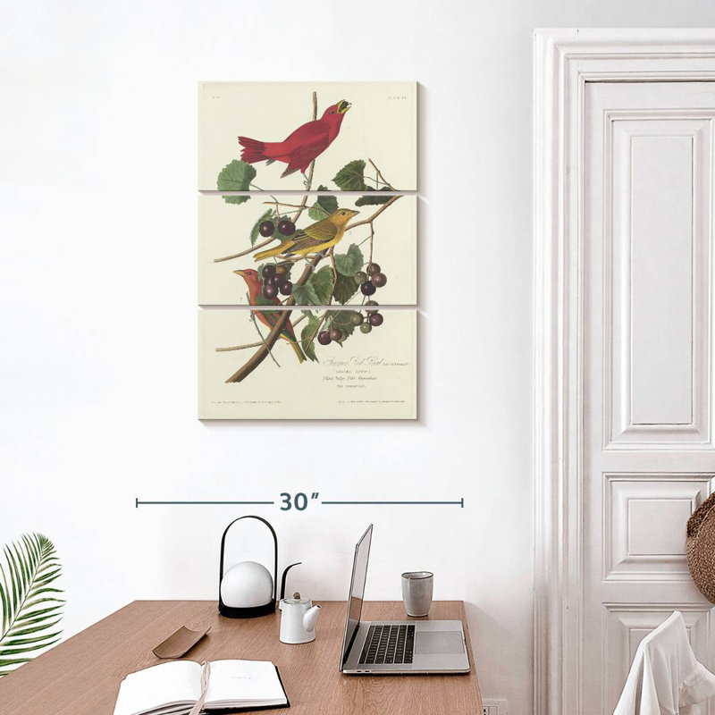 Oiseau rouge Brampt, H 32 po x l 20 po