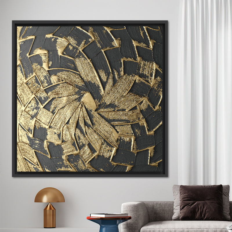Modern Abstract Wall Art - Trendy Contemporary Canvas Poster, 20 cm H x 20 cm W, Framed Print without Mat, Black
