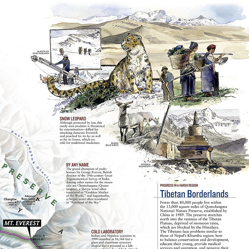 Carte murale 2 faces mount everest, Tube