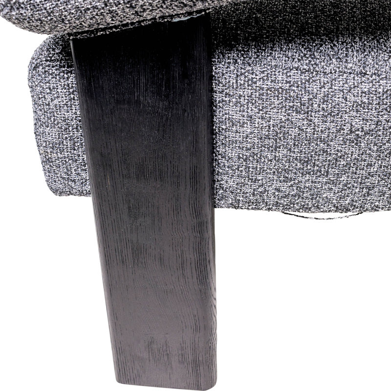 Modern Upholstered Curved Back Chair, Gray 100% Linen, Black