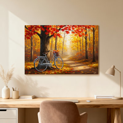 Scène de bicyclette Plants & Flowers Autumn Forest Path