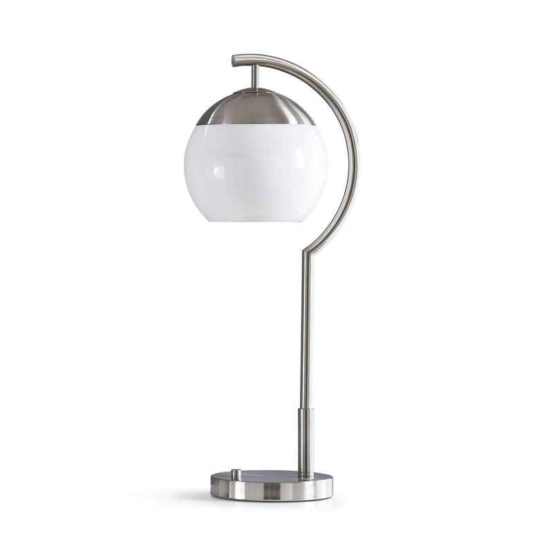 Tenlie 26.5" H Table Lamp, White, Brushed Nickel