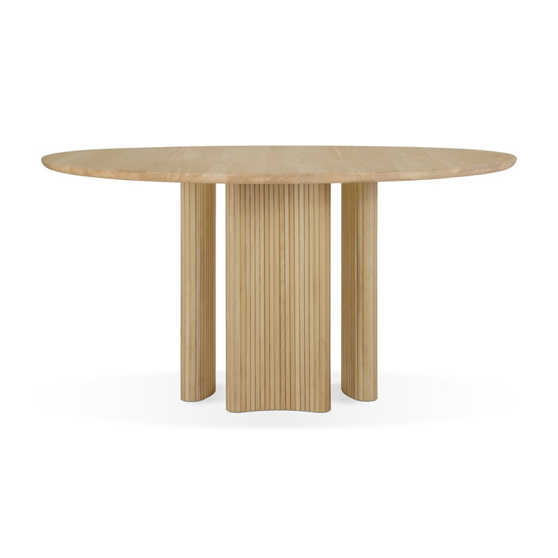Roller Max Round Solid Wood Dining Table, Natural
