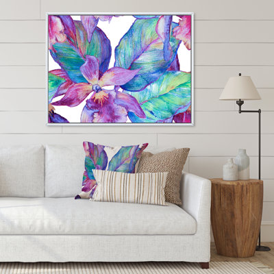 Turquoise et orchidée mauve - peinture sur toile