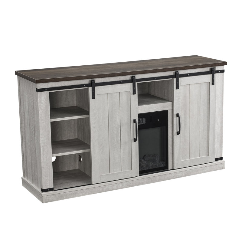 Meuble télé 54 po pour téléviseur de 60 po ou moins avec foyer électrique Canyonlands, Blanc découpé
