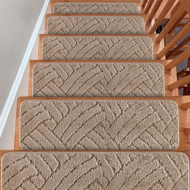 Tapis d'escalier pour marches en bois - paquet de 10, Beige