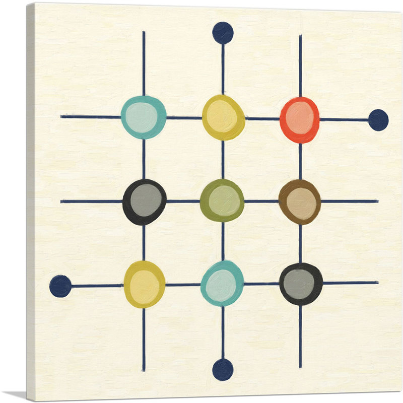 «Mid-Century Modern Connect the Egg Yolks», reproduction d'art sur toile tendue, H 18 po x l 18 po x P 0,75 po