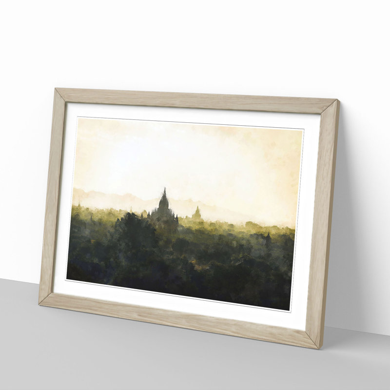 Old Bagan in Myanmar - Picture Frame Graphic Art Print, 45cm H x 63cm W x 2cm D, Oak Framed