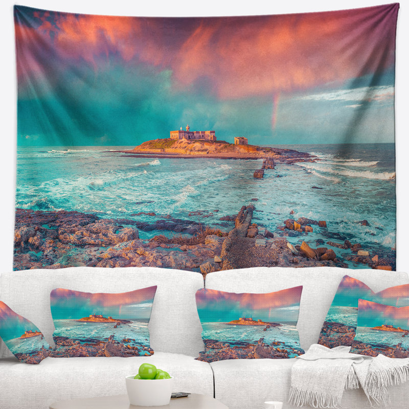 Tapisserie bleu dans les eaux de printemps seascape, H 32 po x l 39 po