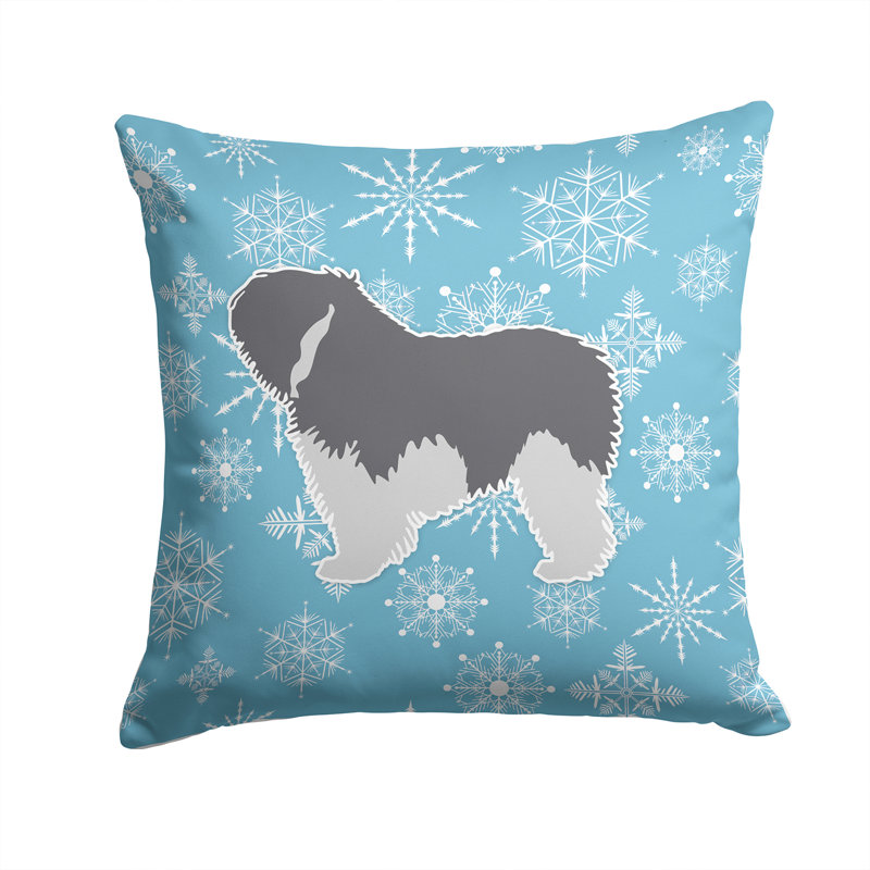 Coussin intérieur/extérieur en flocons d’hiver, H 14 po x l 14 po x P 3 po