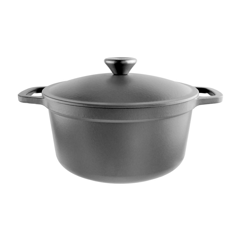 Commichef Lightweight Cast Iron Enamelled Cast Iron Dutch Oven, Black, 4.5