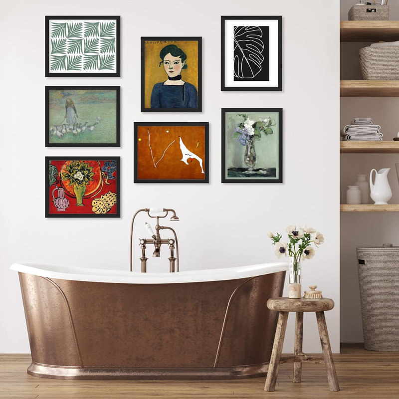«Classic Fine Art Portrait Monstera Leaf», reproduction géométrique abstraite encadrée sur papier, 7 pièces, Noir