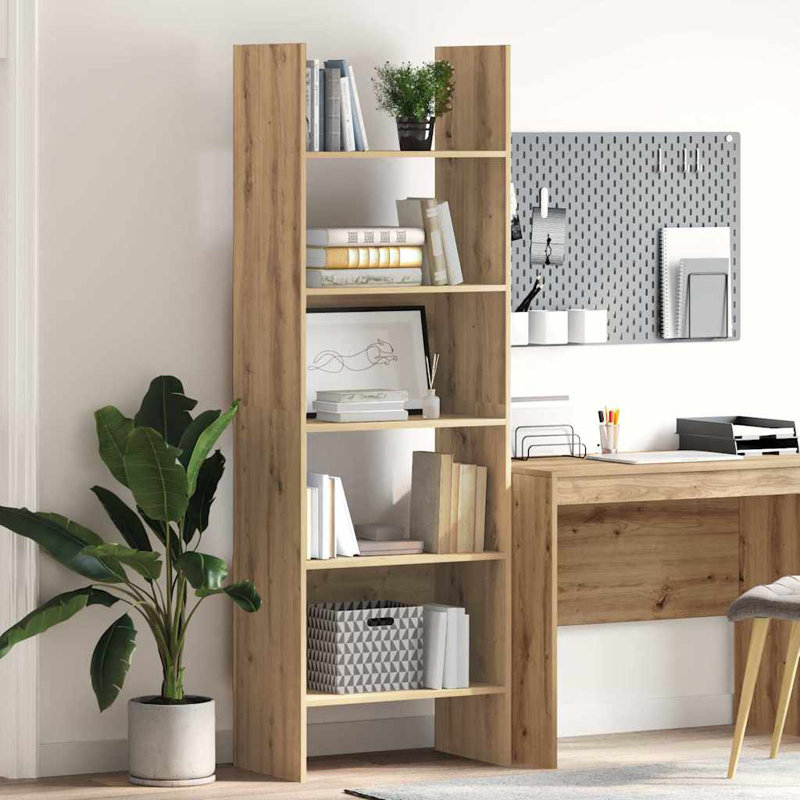 Book Cabinet Chipboard Standing Shelf Rack, Brown, (5 Shelves) 180cm H x 60cm W x 35cm D