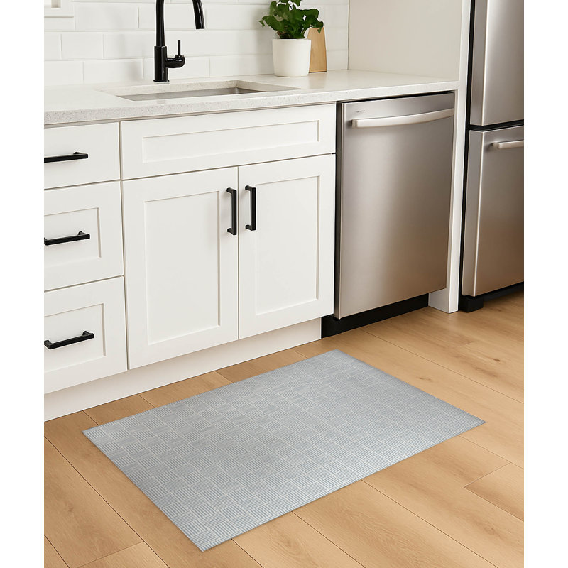 Tapis de cuisine léger antidérapant Gridblocked, Rectangulaire 3 pi x 5 pi, Bleu ardoise