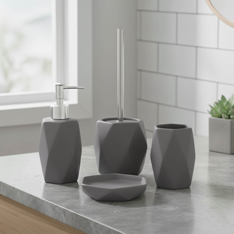 Ceramic / Porcelain Bathroom Accessory Set, Black